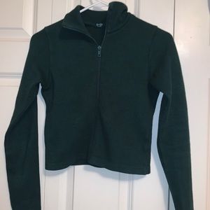 Green Turtle Neck Zip up Sweater